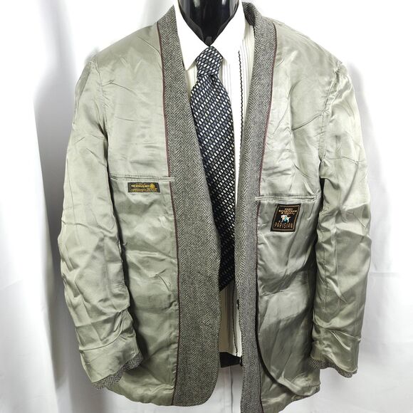 Hart Schaffner Marx Mens 44R Grey Tweed Wool 2-Button Sports Coat Blazer - Picture 3 of 9